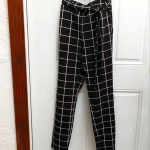 SHEIN | Plaid Belted Pull on Skinny Ankle Pants